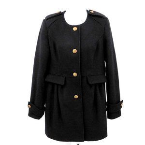 Victoria's Secret Black Skirted Wool Military Coat
